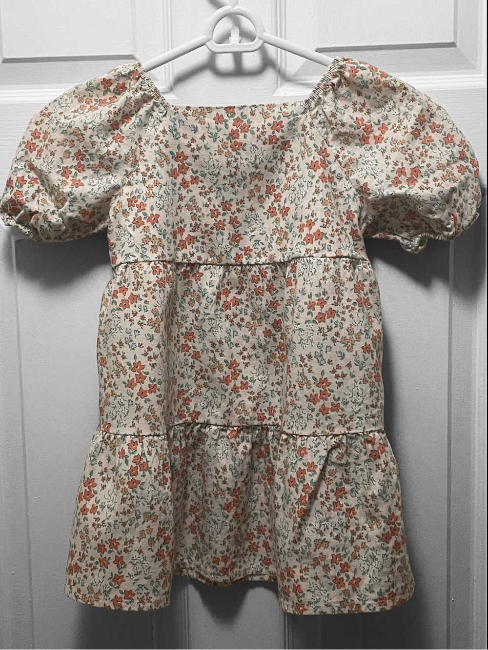 LC Lauren Conrad Cream Dress with Orange Floral Print